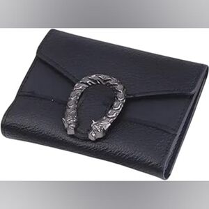 Black Wallet with Silver Double Headed Snake Shaped Like An Upside-down U